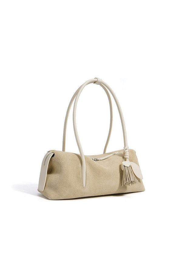 SAINT DLOVE Riviera Suede Tote - Detail Shot | Luxury Resort Wear for Stylish Travelers