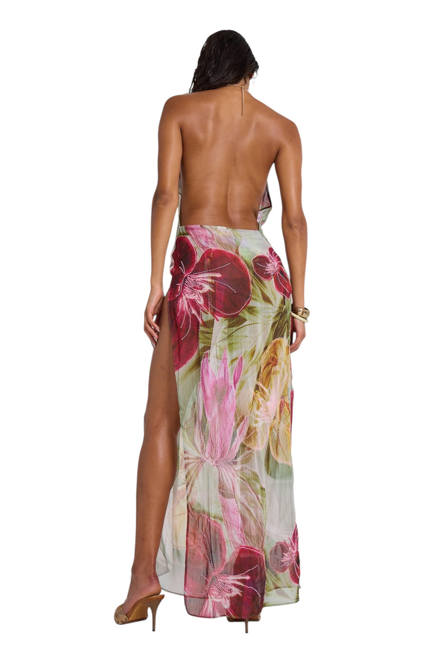 SAINT DLOVE Sangria Halter Dress - Lifestyle Scene | Luxury Resort Wear for Stylish Travelers