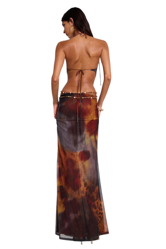 SAINT DLOVE Siren Leopard Dress - Detail Shot | Luxury Resort Wear for Stylish Travelers