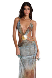 SAINT DLOVE Maldives Silk Dress - Front View | Luxury Resort Wear 2026